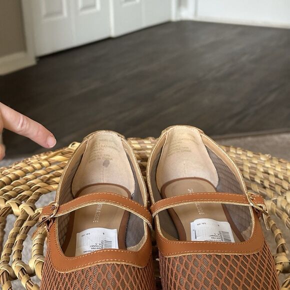 SAKS FIFTH AVENUE Brynn Leather & Mesh Flats In Brown Size 8.5 - Picture 11 of 14